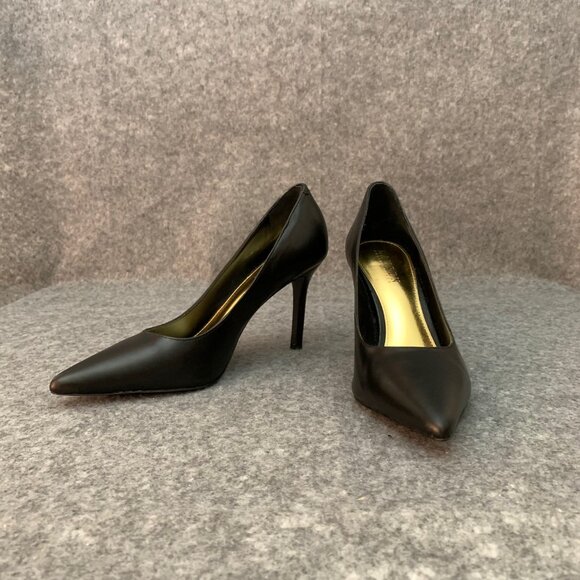 Lauren Ralph Lauren Sarina Women's Black Leather Heel Pointed Toe Pump Shoes - Picture 4 of 13